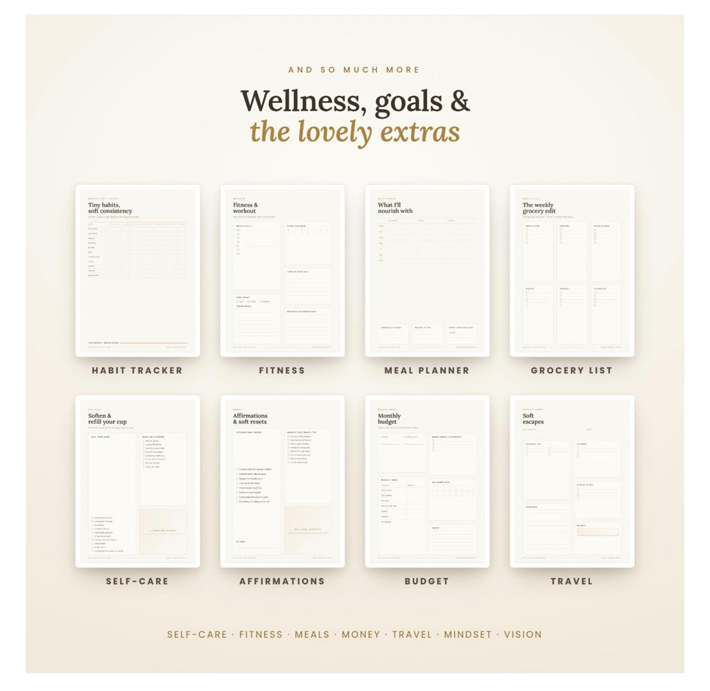 Luxe Undated Digital Planner | Life, Self Care, Wellness (Digital Download)