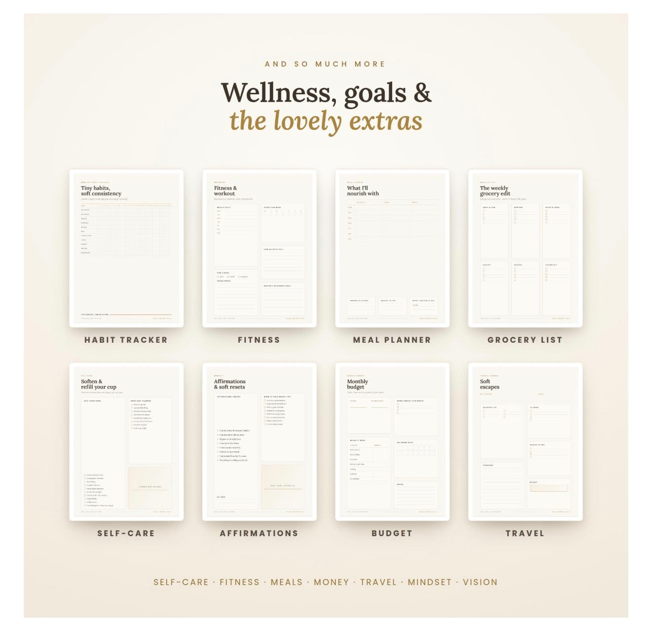 Luxe Undated Digital Planner | Life, Self Care, Wellness (Digital Download)