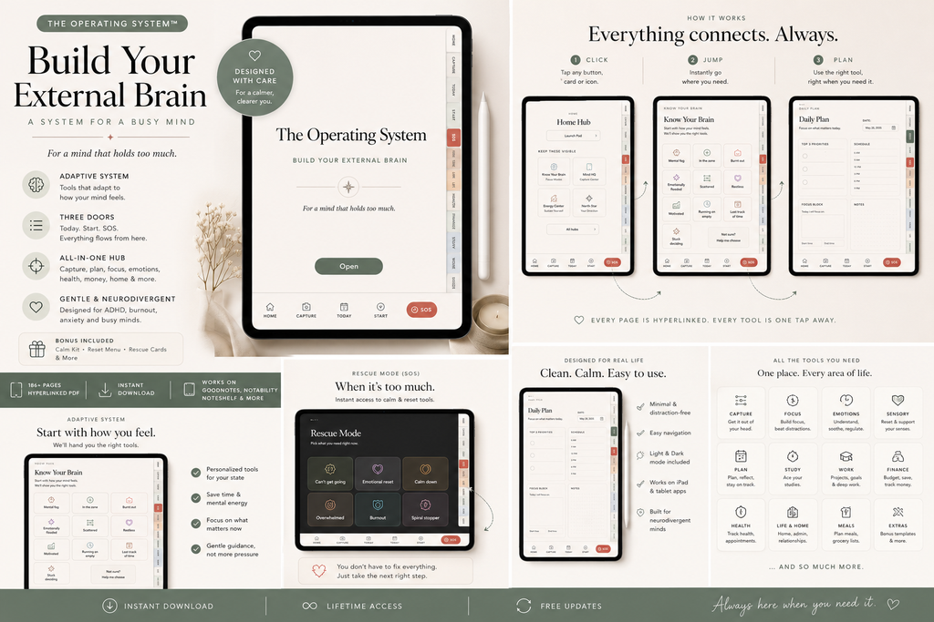 ADHD Digital Planner | Hyperlinked Executive Function System (iPad)