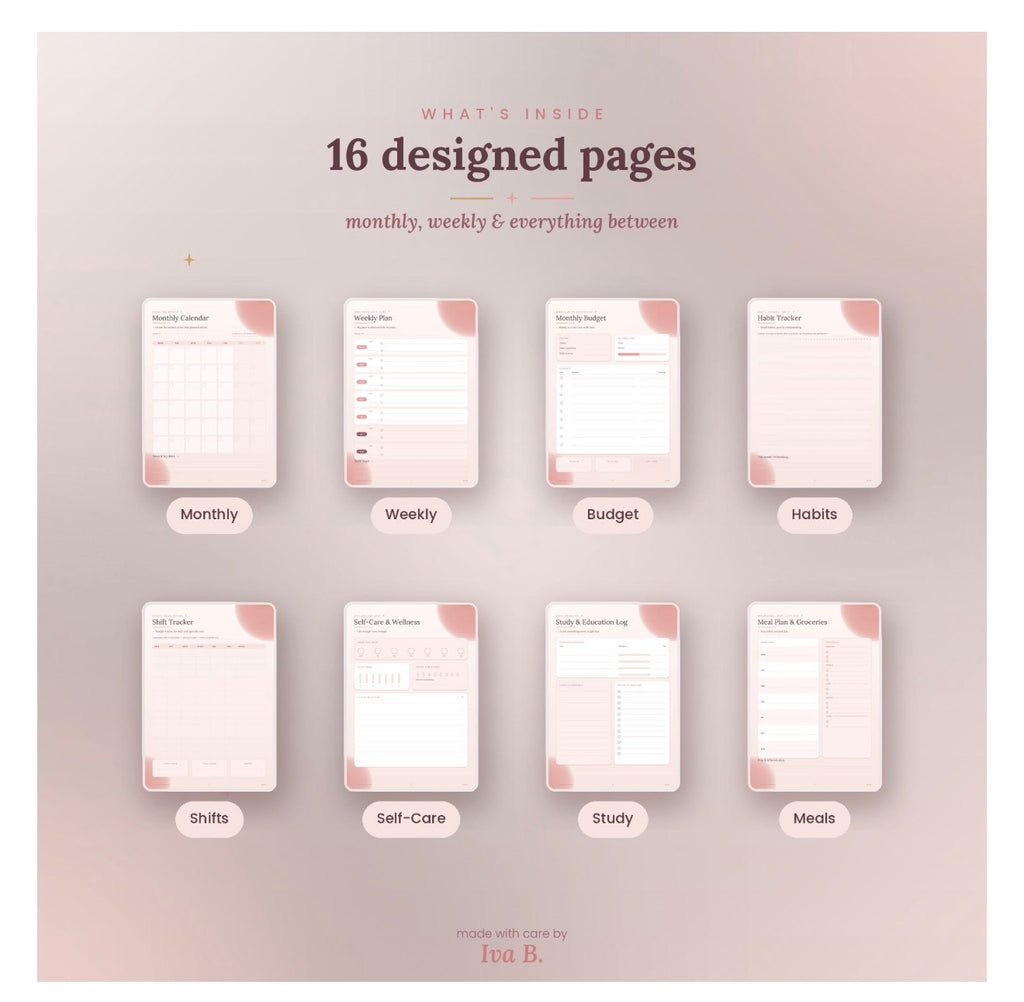 Nurse Planner Undated | Monthly Weekly Shift Tracker, Self-Care, Budget (Digital Download)