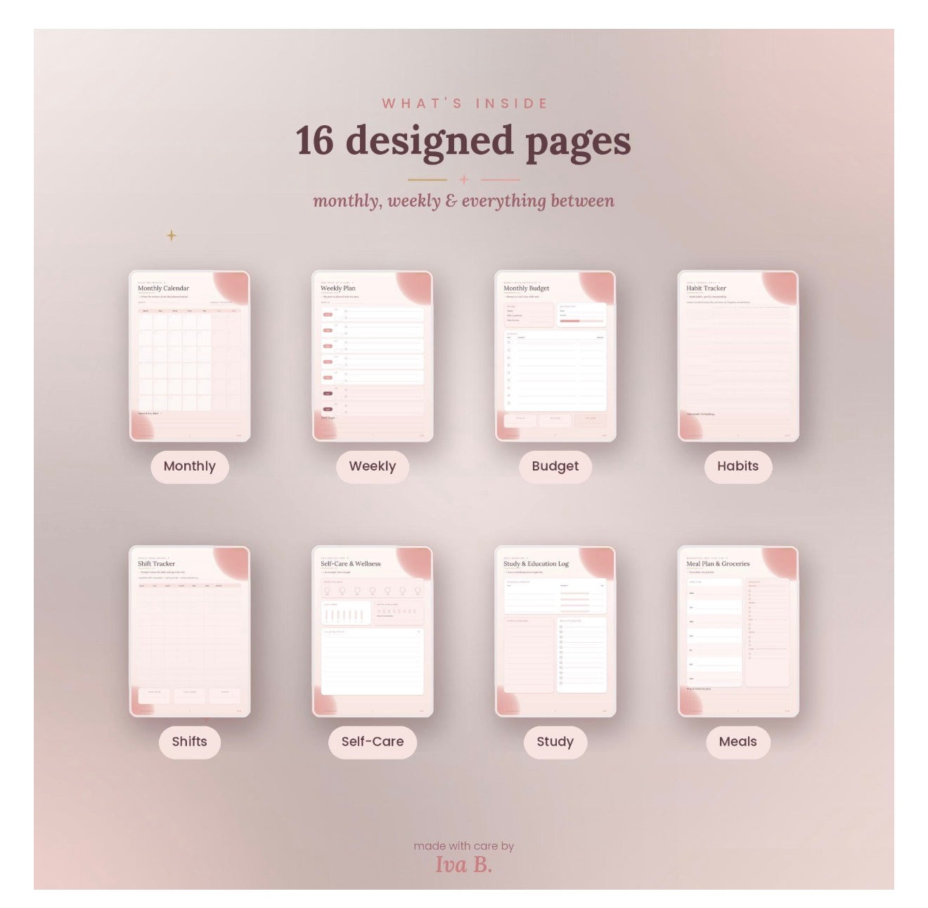 Nurse Planner Undated | Monthly Weekly Shift Tracker, Self-Care, Budget (Digital Download)