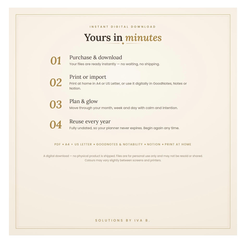 Luxe Undated Digital Planner | Life, Self Care, Wellness (Digital Download)