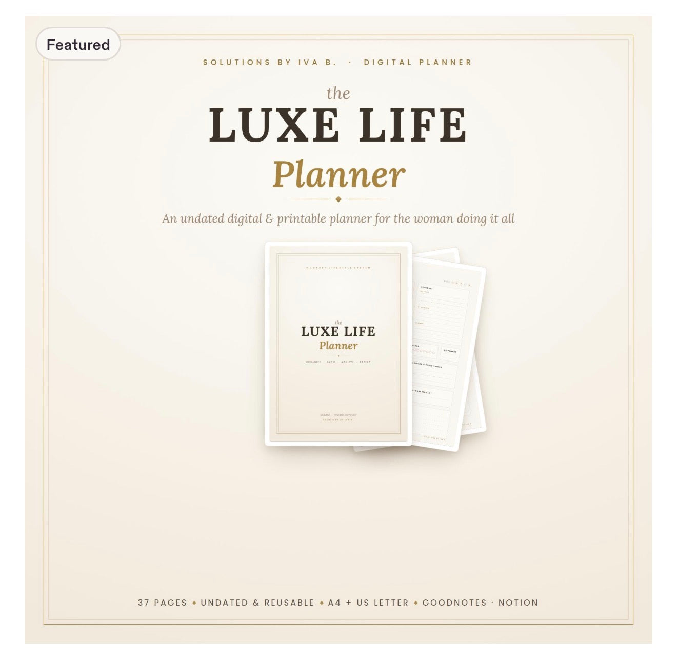 Luxe Undated Digital Planner | Life, Self Care, Wellness (Digital Download)