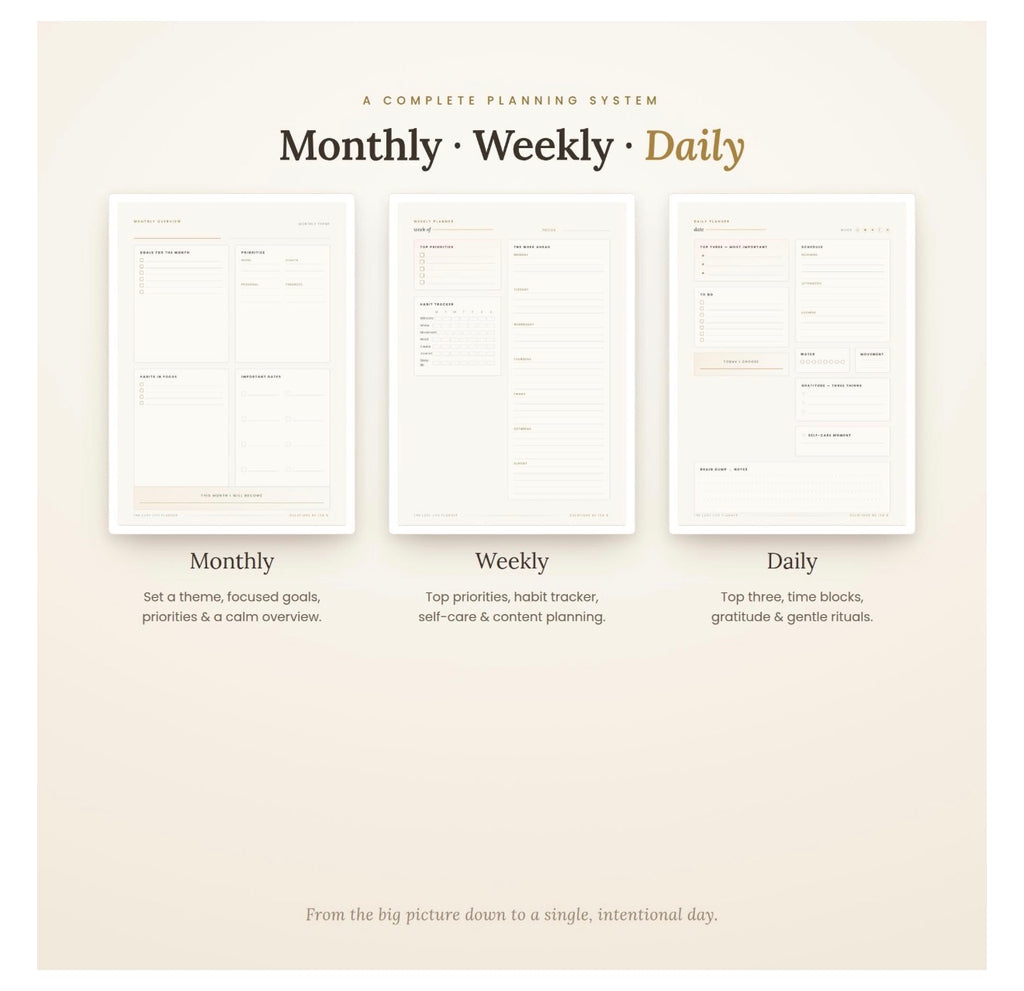 Luxe Undated Digital Planner | Life, Self Care, Wellness (Digital Download)