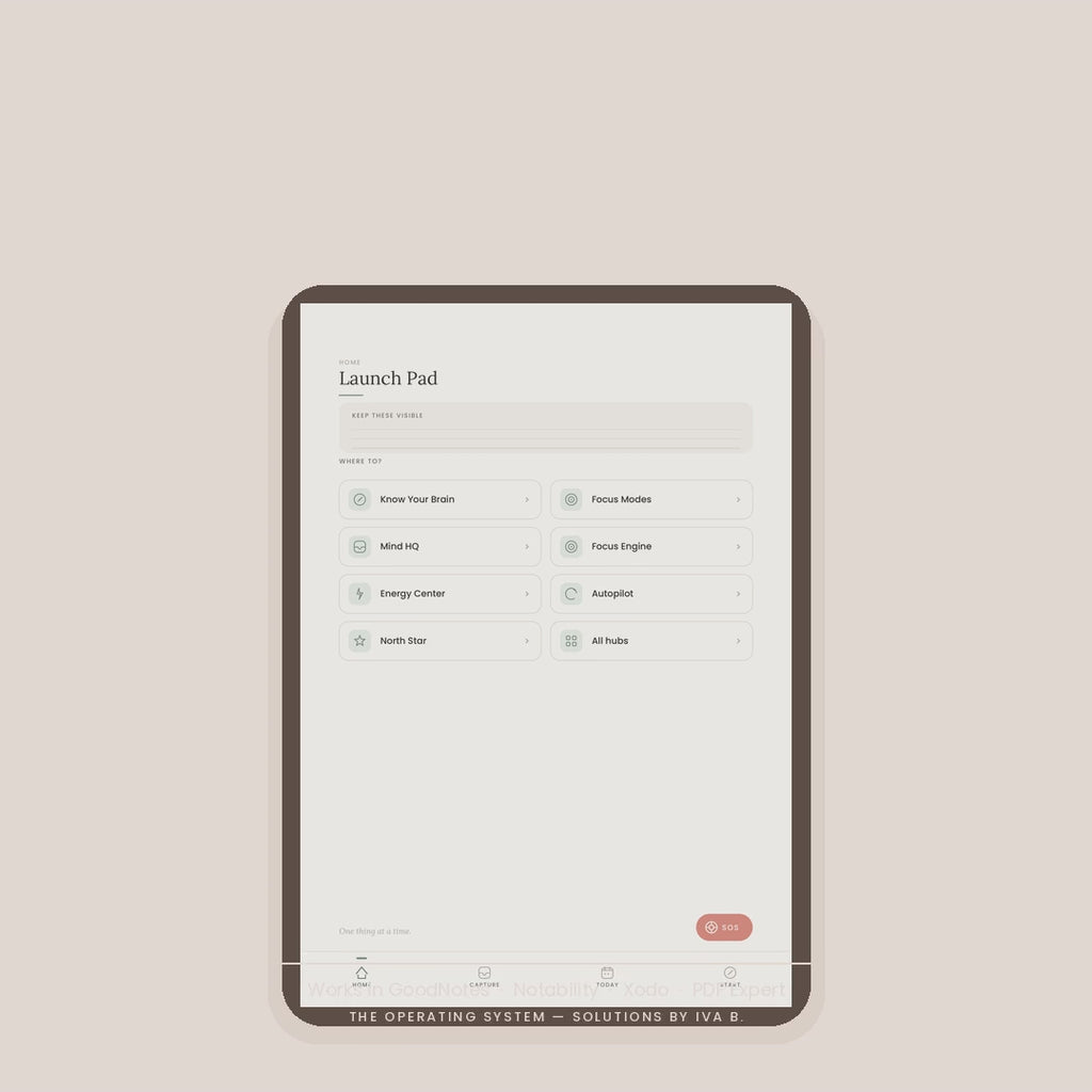 ADHD Digital Planner | Hyperlinked Executive Function System (iPad)